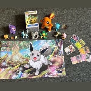 Pokemon Toy Bundle Cards Playmat Amiibo Funko Figures Pin Charmander Gengar HUGE